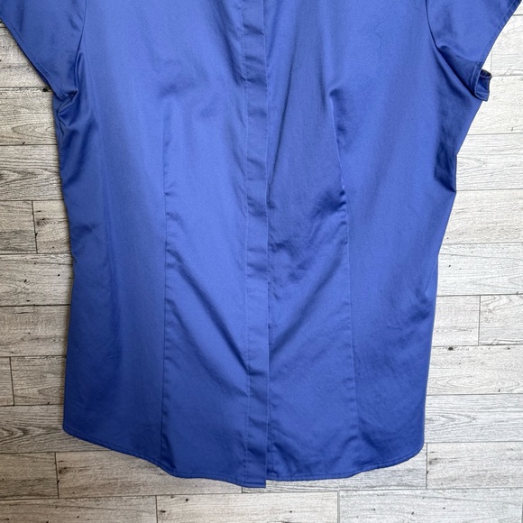 Antonio Melani Ellie Blouse Shirt Blue Button Front Cap Sleeve Cotton Small Posh - Picture 6 of 13